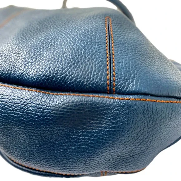 Tod’s Blue Pebbled Leather Belted Shoulder Bag EUC - Picture 6 of 16